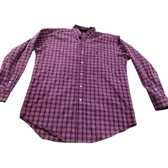 Ralph Lauren Other - Ralph Lauren Blake Shirt Mens Medium Pink Blue Plaid Button Down Two-ply Cotton